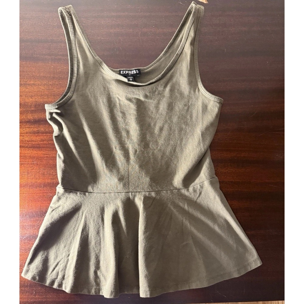 Express Women's Olive‎ Sleeveless Peplum Blouse Size XS